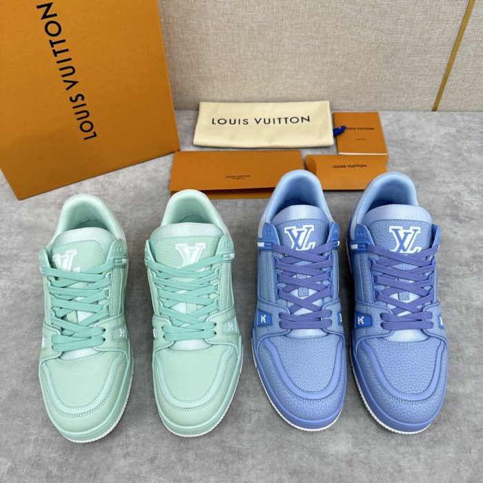 NIGO Louis Vuitton Men's Round Toe Thick Bottom Lace Up Low Top Board Shoes Leather Shoes #nigo99615