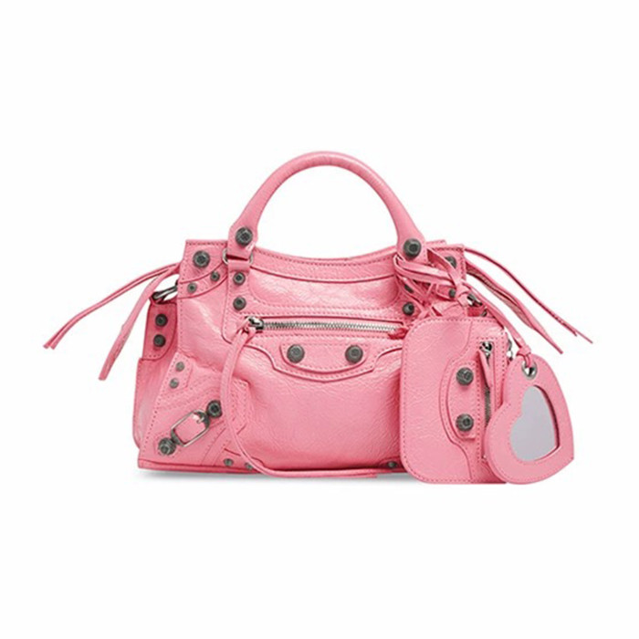 Half-price Goods  NIGO Balenciaga Motorcycle Handbag Leather Zipper Metal Rivet Made Old Pendant Bag Bags #nigo71239