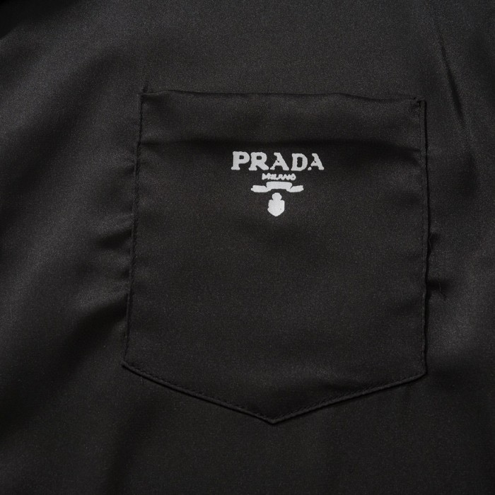 NIGO Prada Men's Summer Black Striped Letter Logo Printed Single Breasted Short Sleeve Shirt #nigo99621