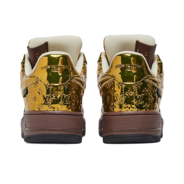 NIGO Louis Vuitton x Air Force1 Low Men's Four Seasons Gold Trendy Printed Letter Logo Cowhide Comfortable Casual Sports Shoes #nigo71228