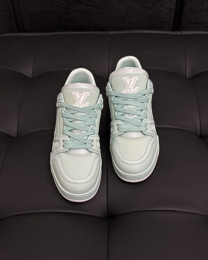 NIGO Louis Vuitton Men's Round Toe Thick Bottom Lace Up Low Top Board Shoes Leather Shoes #nigo99638