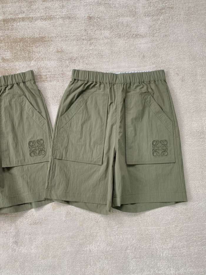 NIGO Loewe Men's and Women's Summer Solid Color Logo Embroidered Pocket Casual Shorts #nigo99662