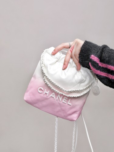 NIGO Chanel Women's Gradient Color Logo Drawstring Closure Calfskin Crossbody Shoulder Bag Bags #nigo99663