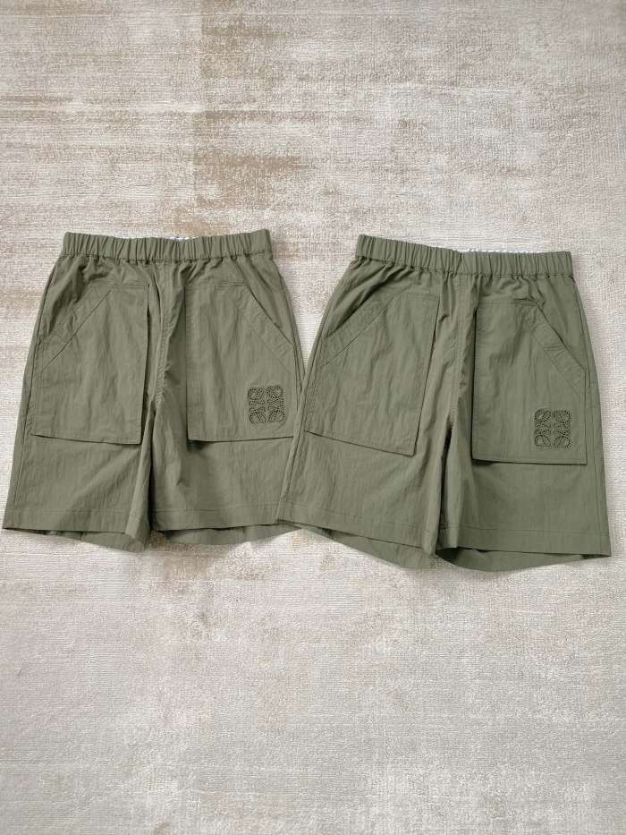 NIGO Loewe Men's and Women's Summer Solid Color Logo Embroidered Pocket Casual Shorts #nigo99662