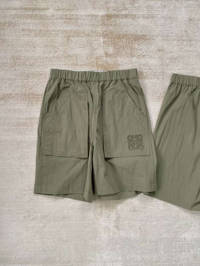 NIGO Loewe Men's and Women's Summer Solid Color Logo Embroidered Pocket Casual Shorts #nigo99662