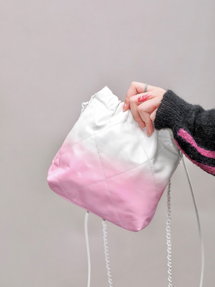 NIGO Chanel Women's Gradient Color Logo Drawstring Closure Calfskin Crossbody Shoulder Bag Bags #nigo99663