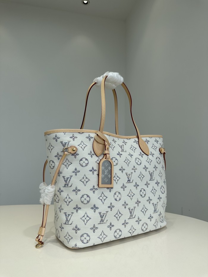 NIGO Louis Vuitton Neverfull Nautical MM Embossed White Light Brown Coated Canvas Shoulder Crossbody Tote Bag Bags #nigo99683