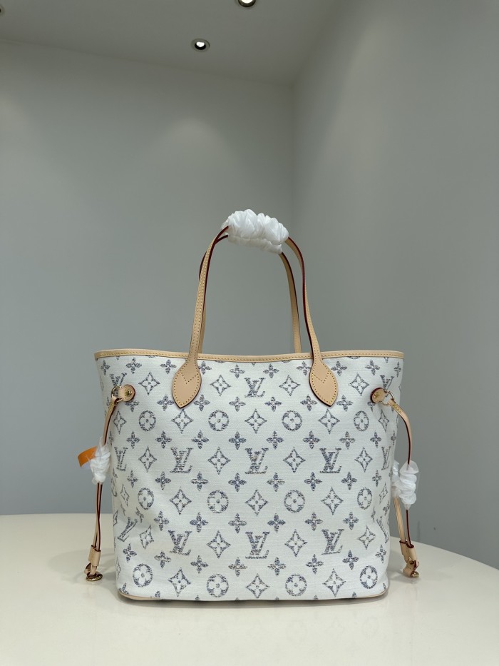 NIGO Louis Vuitton Neverfull Nautical MM Embossed White Light Brown Coated Canvas Shoulder Crossbody Tote Bag Bags #nigo99683