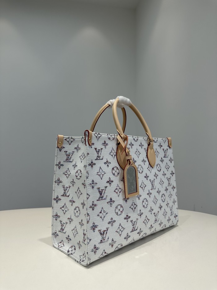 NIGO Louis Vuitton OnTheGo Nautical MM Embossed White Light Brown Coated Canvas Shoulder Crossbody Tote Bag Bags #nigo99682