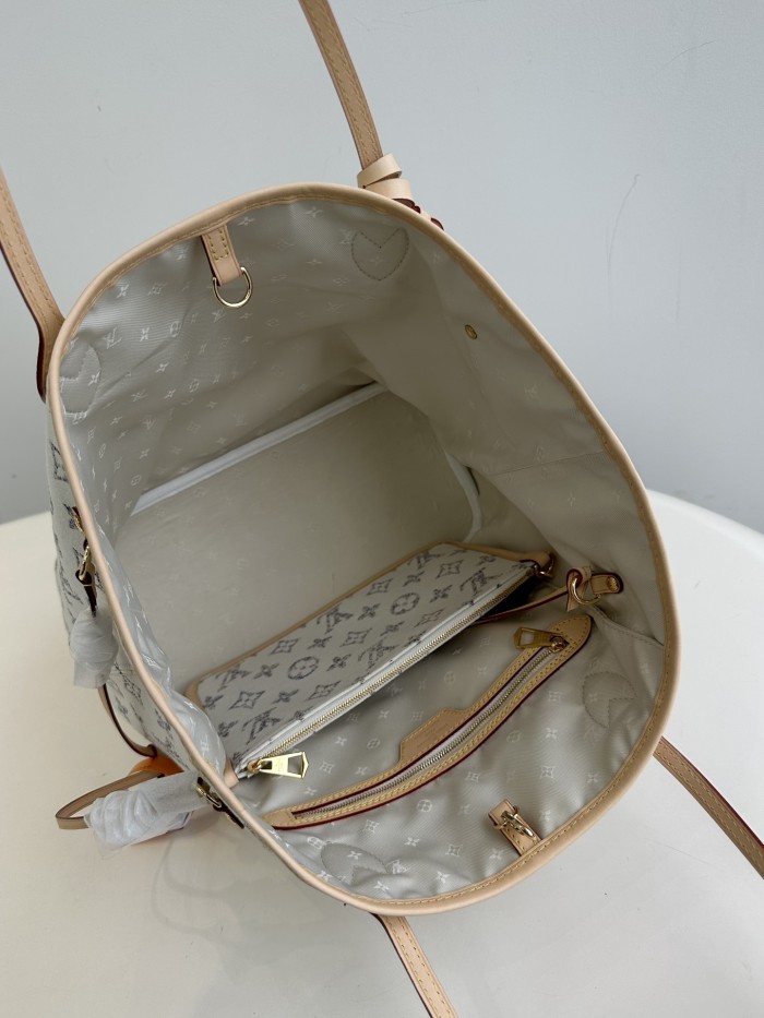 NIGO Louis Vuitton Neverfull Nautical MM Embossed White Light Brown Coated Canvas Shoulder Crossbody Tote Bag Bags #nigo99683