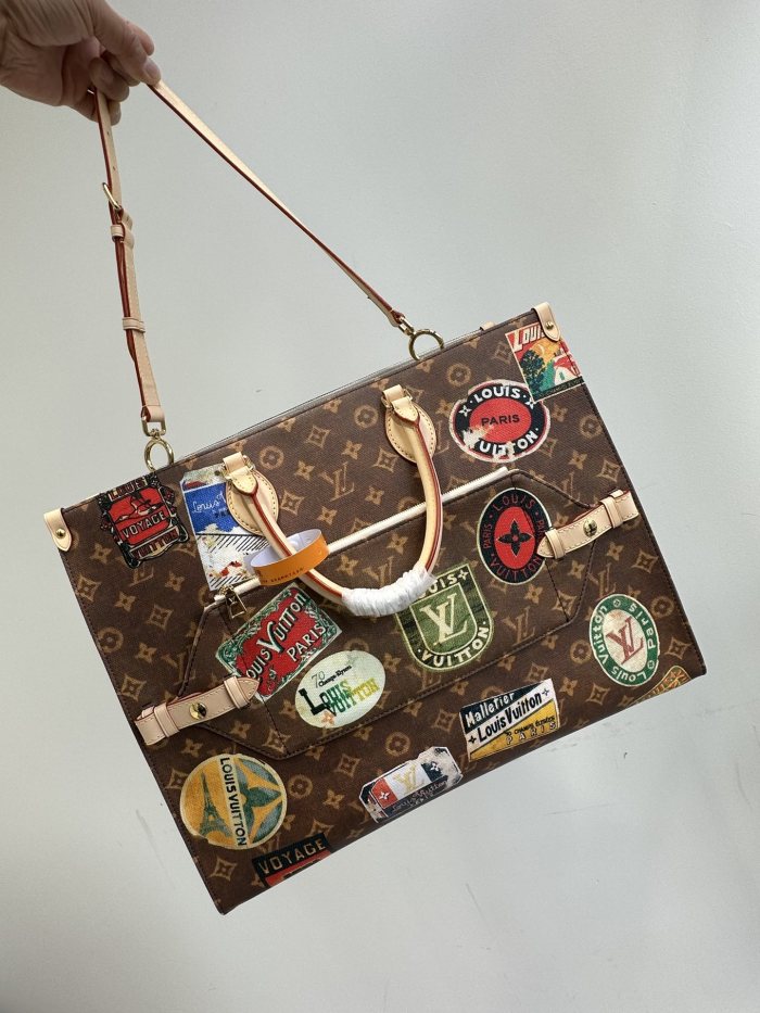 NIGO Louis Vuitton OnTheGo Voyage Women's Brown Coated Canvas Vintage Iconic Tote Shoulder Crossbody Bag Bags #nigo99674