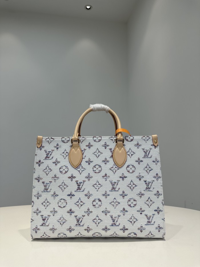 NIGO Louis Vuitton OnTheGo Nautical MM Embossed White Light Brown Coated Canvas Shoulder Crossbody Tote Bag Bags #nigo99682