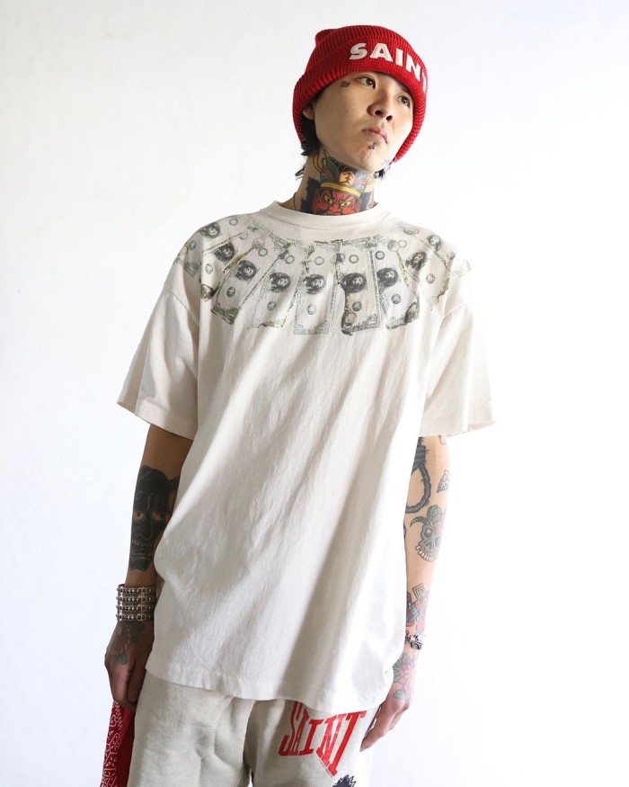 NIGO Saint Michael Men's Summer Printed Half High Neck Pullover Straight Short Sleeve Drop Sleeve T-Shirt Ngvp #nigo8367