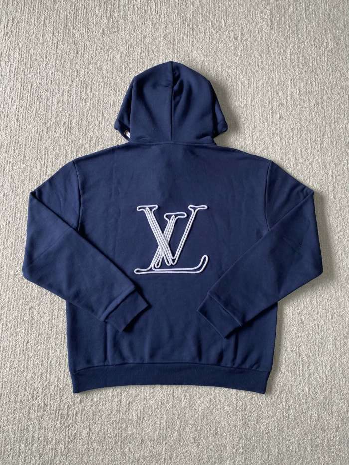 NIGO Louis Vuitton Men's Blue Rope Knot Embroidered Logo Pattern Casual Drawstring Hooded Sweatshirt #nigo99717
