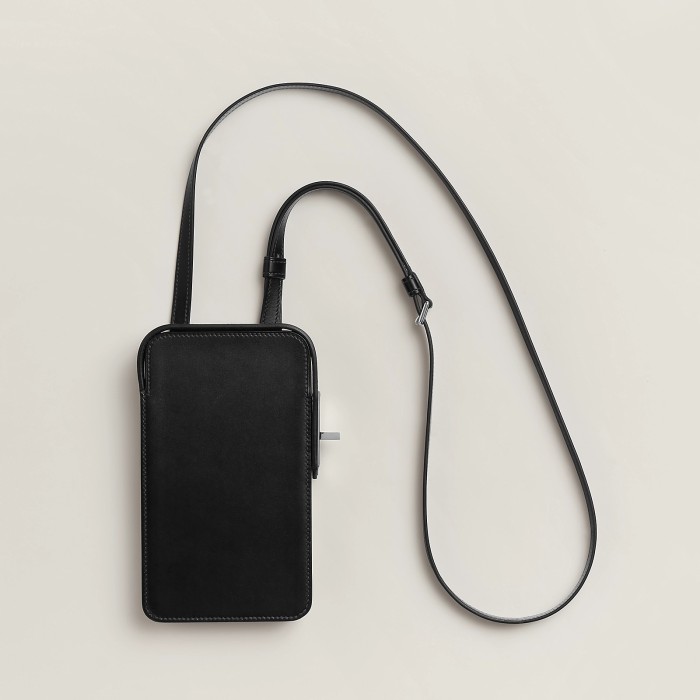 NIGO Hermes Women's Fashion Hac a Box Silver Buckle Wrangled Calfskin Phone Protection Case Casual Phone Bag Ngvp #nigo8379