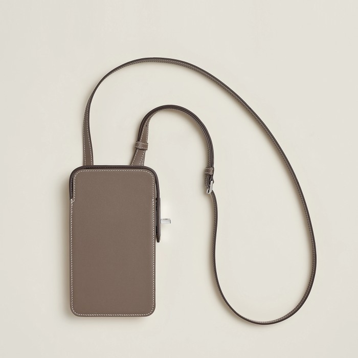 NIGO Hermes Women's Fashion Hac a Box Silver Buckle Wrangled Calfskin Phone Protection Case Casual Phone Bag Ngvp #nigo8379