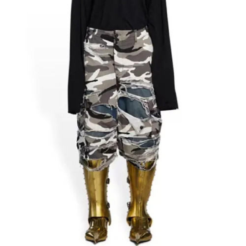 NIGO Balenciaga Men's And Women's Spring/summer Fashionable High Street Retro Distressed Camouflage Shorts Ngvp #nigo5184