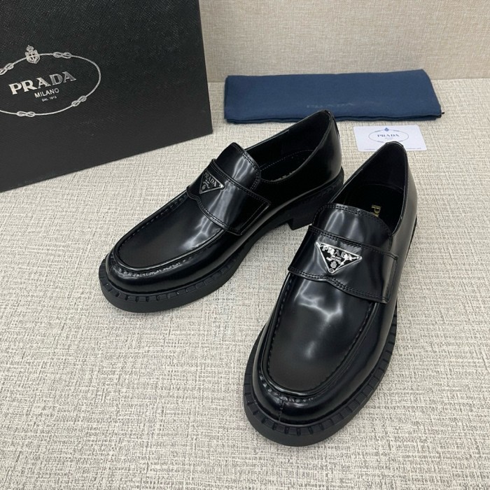 NIGO Prada Men's Four Season Glossy Leather Loafers With Cowhide Logo And Comfortable Leather Shoes #nigo294861