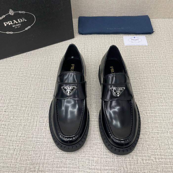 NIGO Prada Men's Four Season Glossy Leather Loafers With Cowhide Logo And Comfortable Leather Shoes #nigo294861