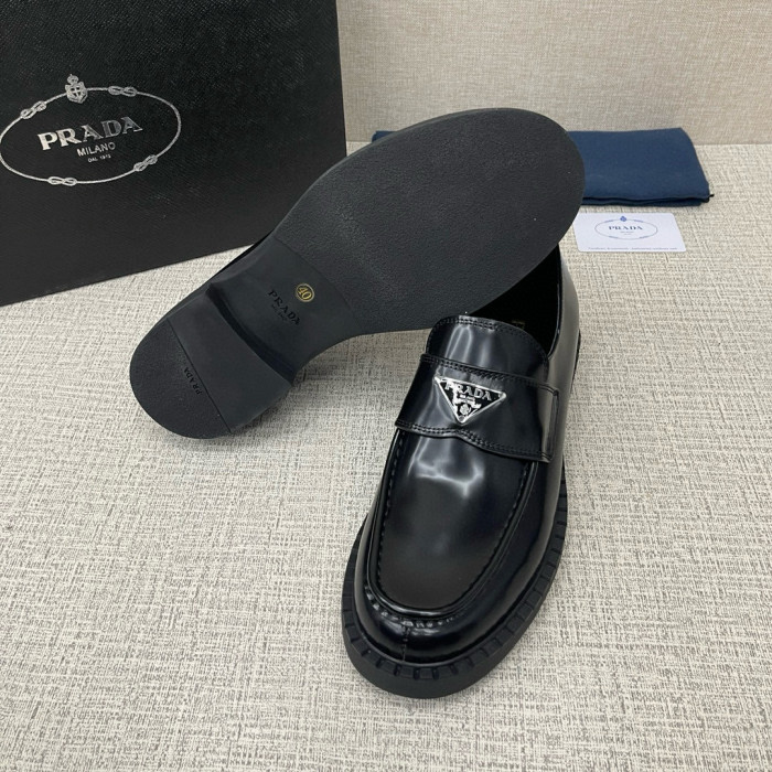 NIGO Prada Men's Four Season Glossy Leather Loafers With Cowhide Logo And Comfortable Leather Shoes #nigo294861