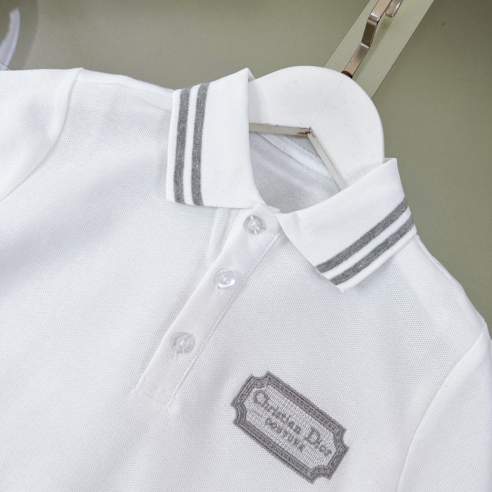NIGO Dior Kid's Summer Christian Dior Embroidered Casual Pullover Fitted Short Sleeve Lapel Polo Shirt #nigo31283
