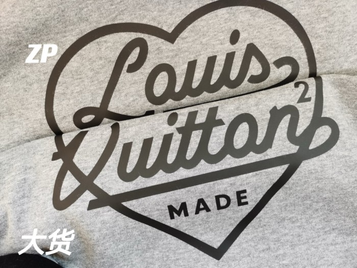 NIGO Louis Vuitton Men's Spring and Autumn Gray Love Logo Letter Printed Pullover Sweater Sweatshirt #nigo99751