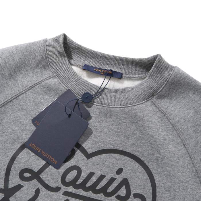 NIGO Louis Vuitton Men's Spring and Autumn Gray Love Logo Letter Printed Pullover Sweater Sweatshirt #nigo99751