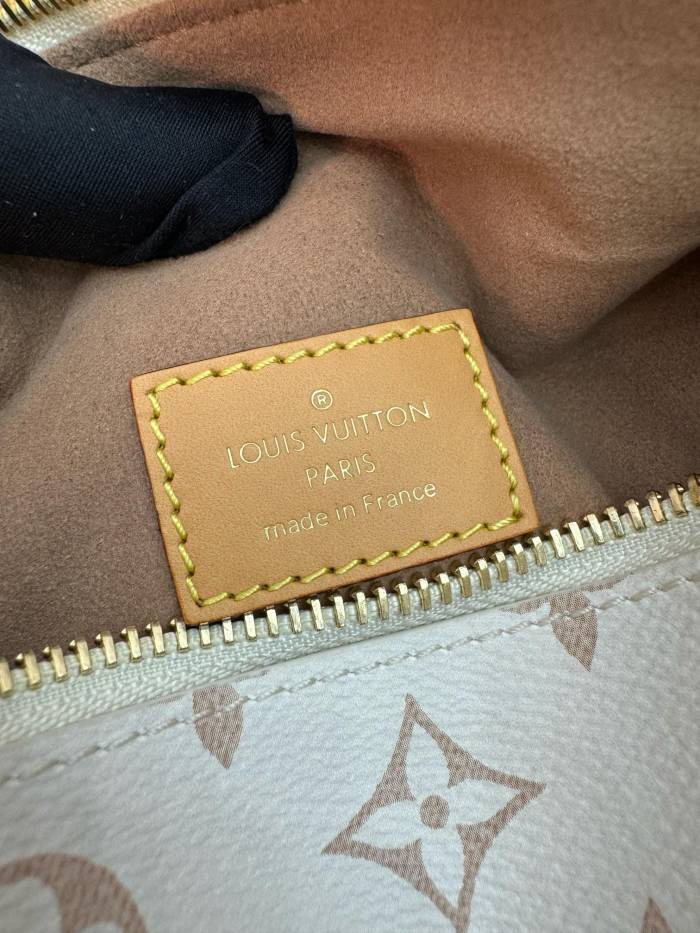 NIGO Side Trunk Louis Vuitton Women's Beige Removable Adjustable Shoulder Strap S Lock Zipper Closure Canvas Spell Leather Handbag Shoulder Slanting Bag #nigo99754