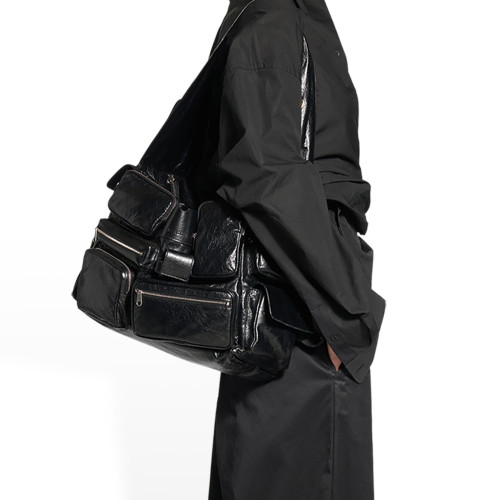 NIGO Balenciaga Men's Pure Color Fashion Retro Superbusy Large Sling Bag Sheepskin Multi-Pocket Casual Tote Shoulder Bag Armpit Bag Ngvp #nigo8457