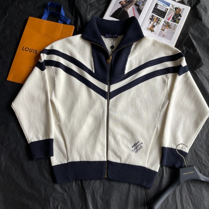 NIGO Louis Vuitton Men's Spring and Autumn Striped Letter Standing Collar Zipper Cotton Long Sleeve Jacket #nigo99767