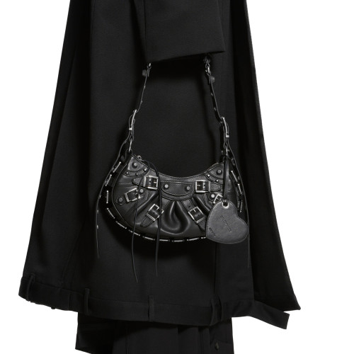 NIGO Balenciaga Women's Vintage LE CAGOLE Black With Buckle Adjustable Shoulder Strap Shoulder Bag Leather Casual Tote Underarm Bag Ngvp #nigo8436