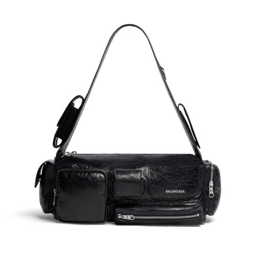 NIGO Balenciaga Men's Women's Vintage Solid Color Superbusy Old Silver Metal Accessories Fine Grain Sheep Leather Multi-Pocket Sling Bag Handbag Shoulder Bag Ngvp #nigo8446