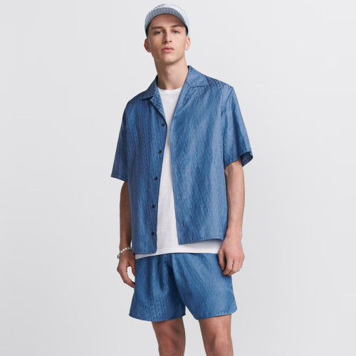 NIGO Dior Men's Summer Solid Color Letter Printed V-Neck Single Breasted Short Sleeve Shirt Elastic Waist Shorts Pants Set Suit #nigo99769