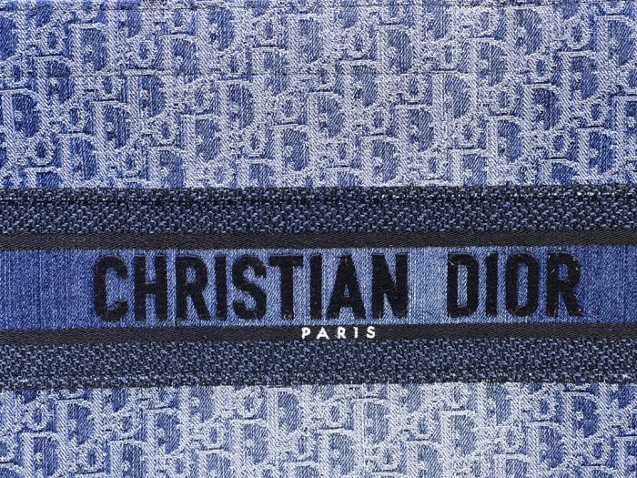 NIGO Dior Women's Gradient Blue Embroidered Logo Printed Denim Tote Bag Shopper Handbag Tote Bags #nigo99786