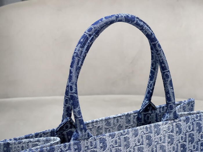 NIGO Dior Women's Gradient Blue Embroidered Logo Printed Denim Tote Bag Shopper Handbag Tote Bags #nigo99786
