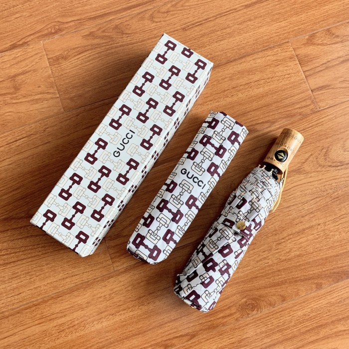 NIGO Gucci Reversible Printed Horsebit Umbrella Bamboo Long Handle Sun Umbrellas #nigo99782