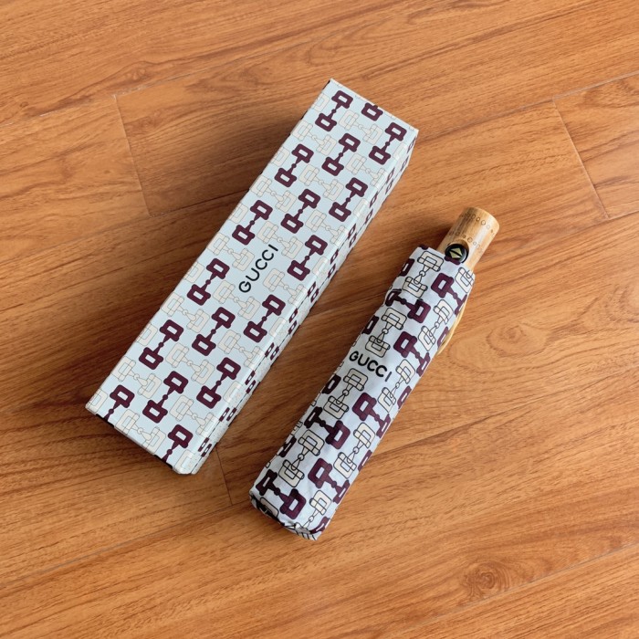 NIGO Gucci Reversible Printed Horsebit Umbrella Bamboo Long Handle Sun Umbrellas #nigo99782