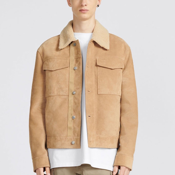 NIGO Dior Men's Autumn And Winter Solid Color Lapel Casual Single Breasted Cow Suede Lamb Collar Short Jacket #nigo71272