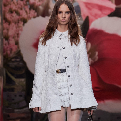 NIGO Chanel Women's Spring And Autumn White Sequin Lapel Single Breasted Coarse Tweed Waist Jacket Dress Ngvp #nigo8526
