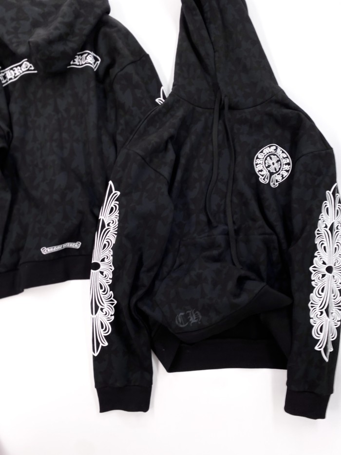 NIGO Chrome Hearts Men's Spring and Autumn Black Logo Printed Long Sleeve Hooded Sweatshirt Pullover #nigo99846