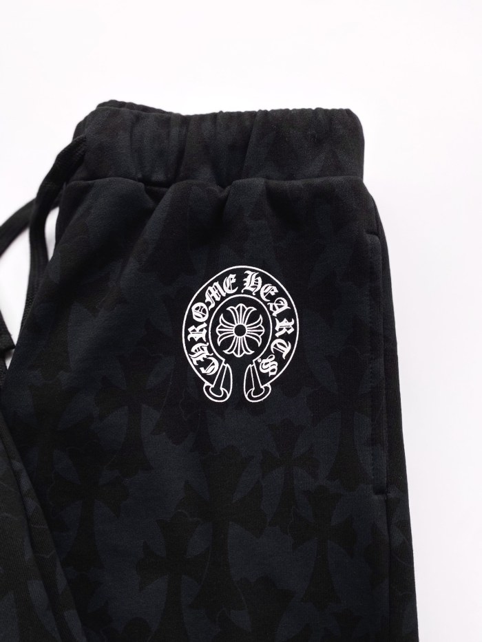 NIGO Chrome Hearts Men's Summer Black Logo Print Stretch Lace-Up Straight Shorts #nigo99848