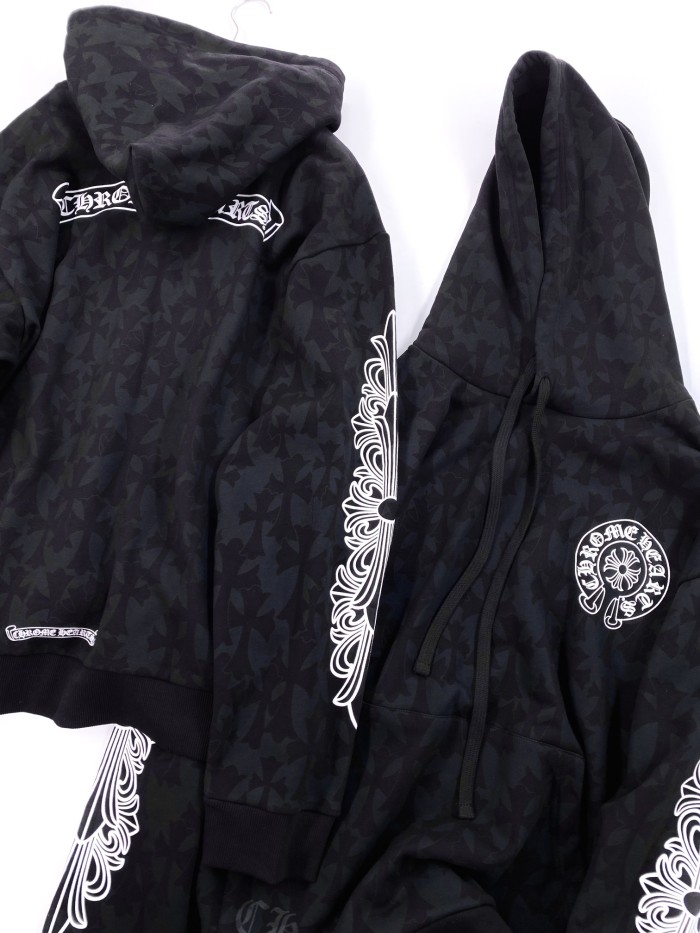 NIGO Chrome Hearts Men's Spring and Autumn Black Logo Printed Long Sleeve Hooded Sweatshirt Pullover #nigo99846