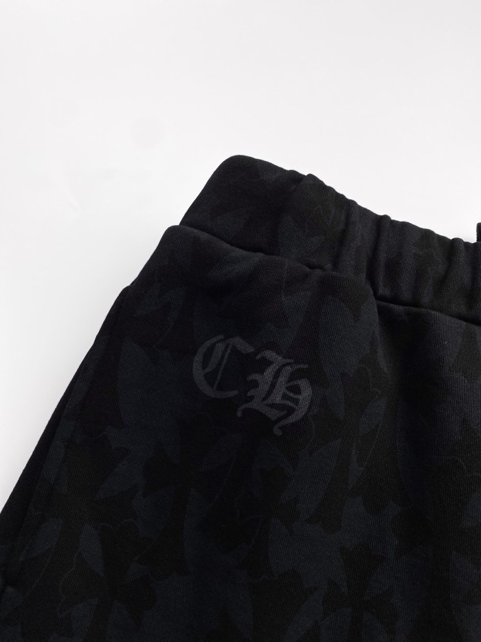 NIGO Chrome Hearts Men's Summer Black Logo Print Stretch Lace-Up Straight Shorts #nigo99848