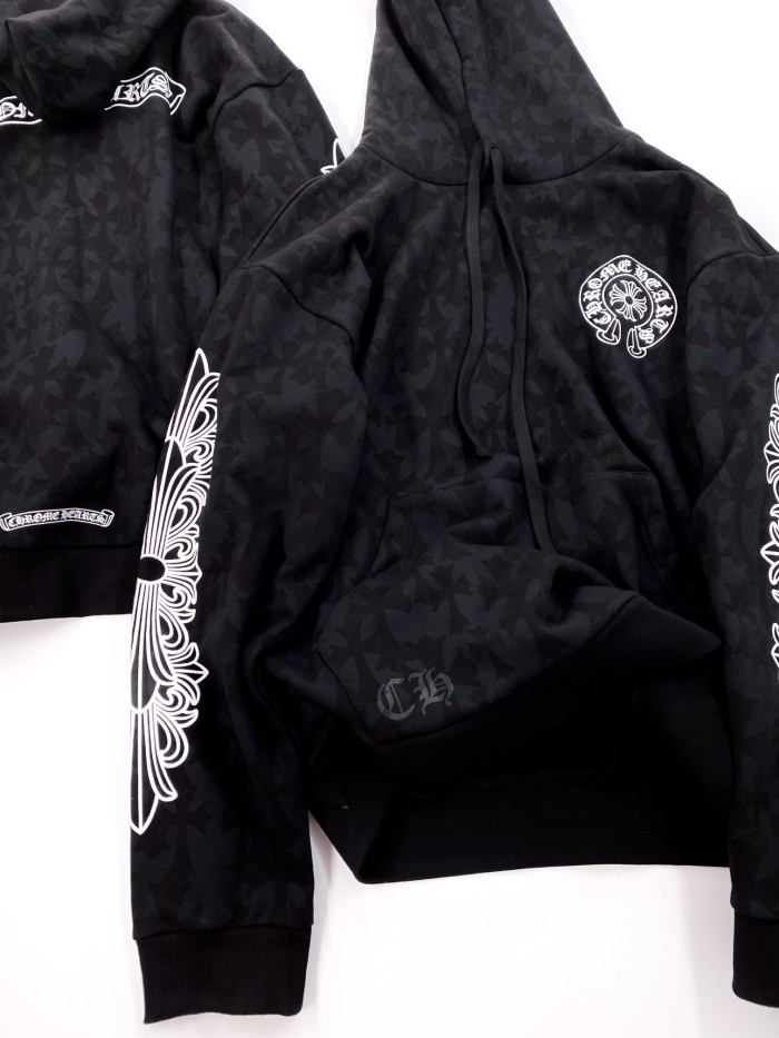 NIGO Chrome Hearts Men's Spring and Autumn Black Logo Printed Long Sleeve Hooded Sweatshirt Pullover #nigo99846