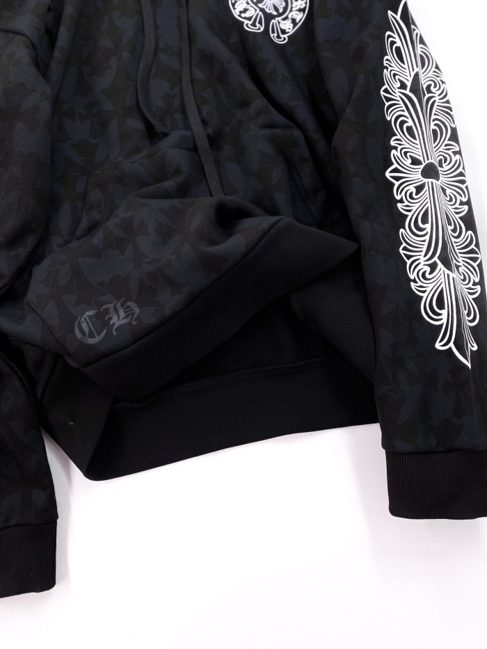 NIGO Chrome Hearts Men's Spring and Autumn Black Logo Printed Long Sleeve Hooded Sweatshirt Pullover #nigo99846