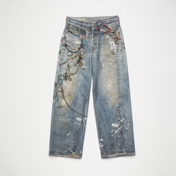 NIGO Acne Studios Men's And Women's 3DPrinted Pattern Loose Low Waisted Casual Wide Leg Solid Color Denim Pants Ngvp #nigo8513