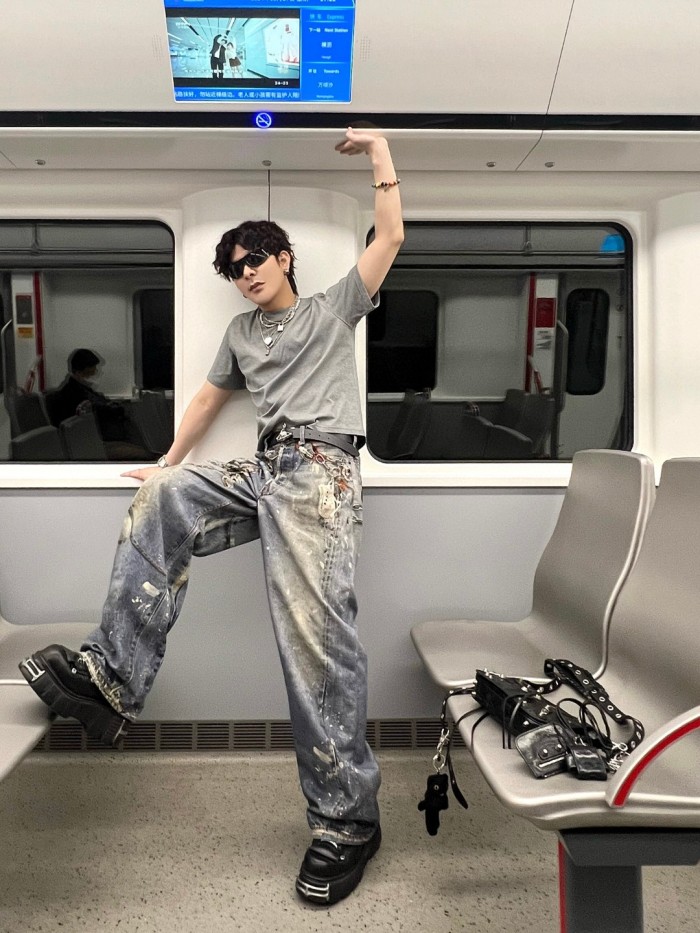 NIGO Acne Studios Men's And Women's 3DPrinted Pattern Loose Low Waisted Casual Wide Leg Solid Color Denim Pants Ngvp #nigo8513