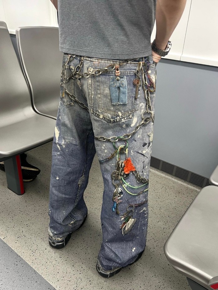 NIGO Acne Studios Men's And Women's 3DPrinted Pattern Loose Low Waisted Casual Wide Leg Solid Color Denim Pants Ngvp #nigo8513