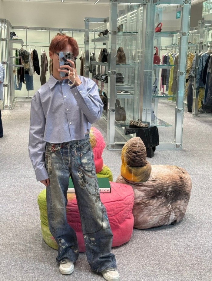 NIGO Acne Studios Men's And Women's 3DPrinted Pattern Loose Low Waisted Casual Wide Leg Solid Color Denim Pants Ngvp #nigo8513