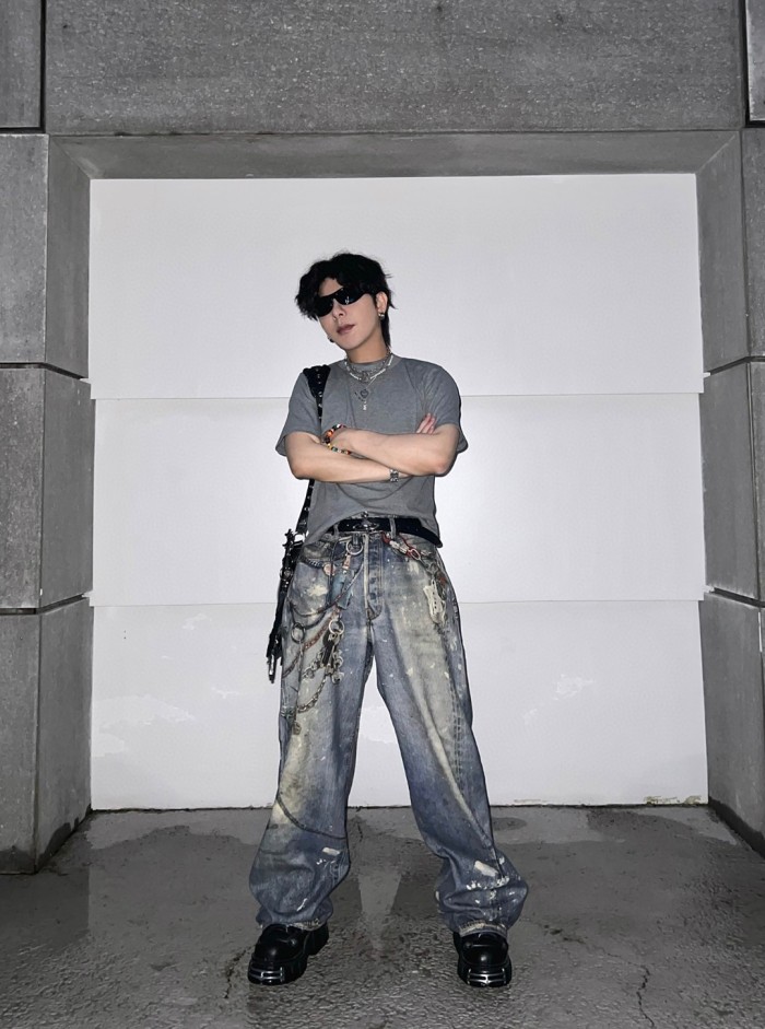 NIGO Acne Studios Men's And Women's 3DPrinted Pattern Loose Low Waisted Casual Wide Leg Solid Color Denim Pants Ngvp #nigo8513